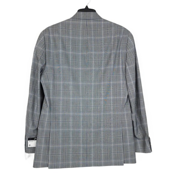 Sean John Men's Classic-Fit Stretch Suit Jacket Grey/Blue Plaid 36S NWT - Picture 3 of 4